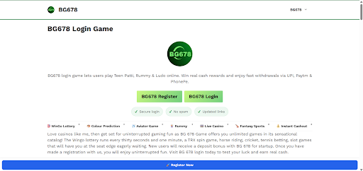 BG678 Login Game